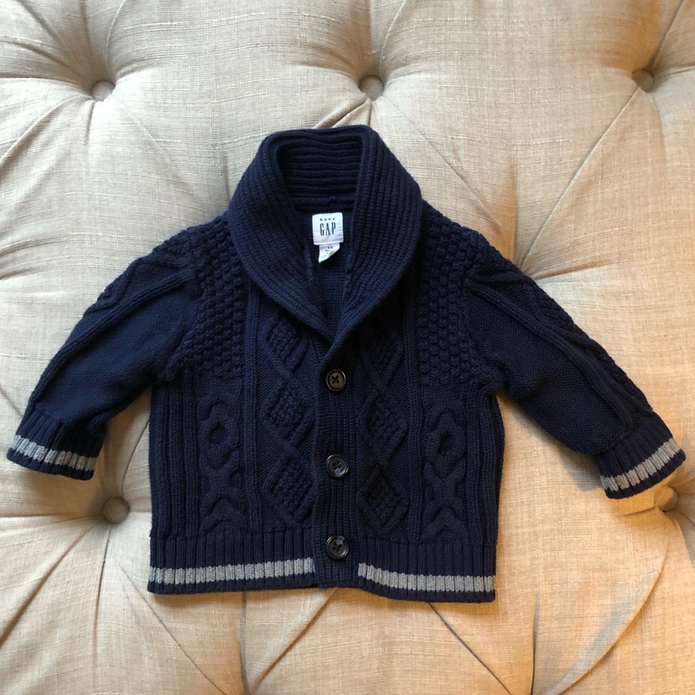 Gap navy blue shawl collar button down sweater